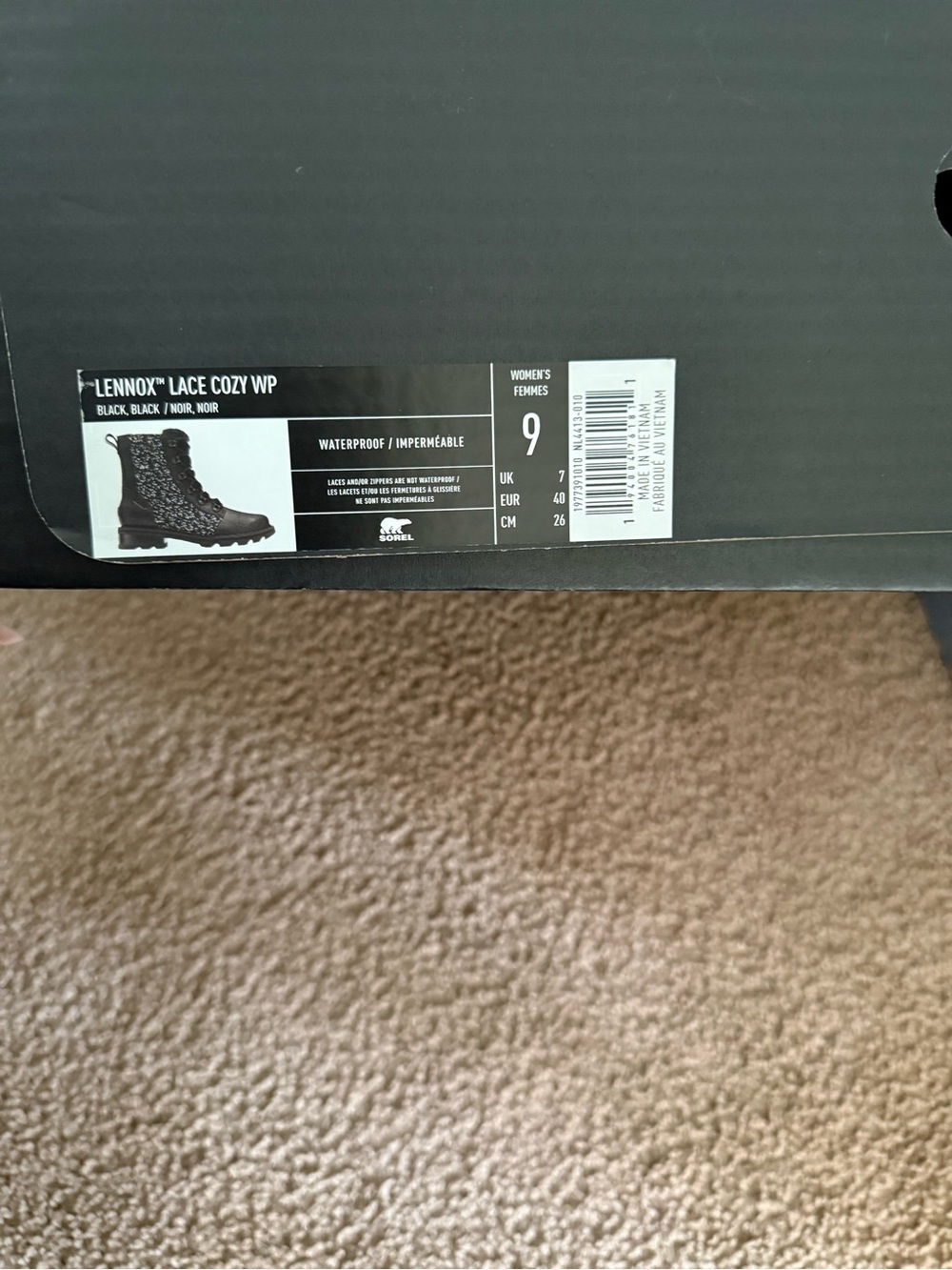 SOREL Lennox Lace Cozy WP Women's Boots - Black Size 9 - Picture 4 of 9